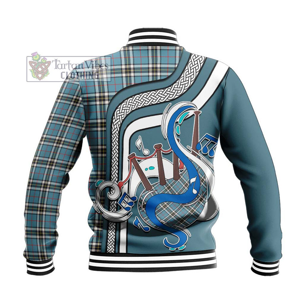 Tartan Vibes Clothing Thomson Tartan Baseball Jacket with Epic Bagpipe Style