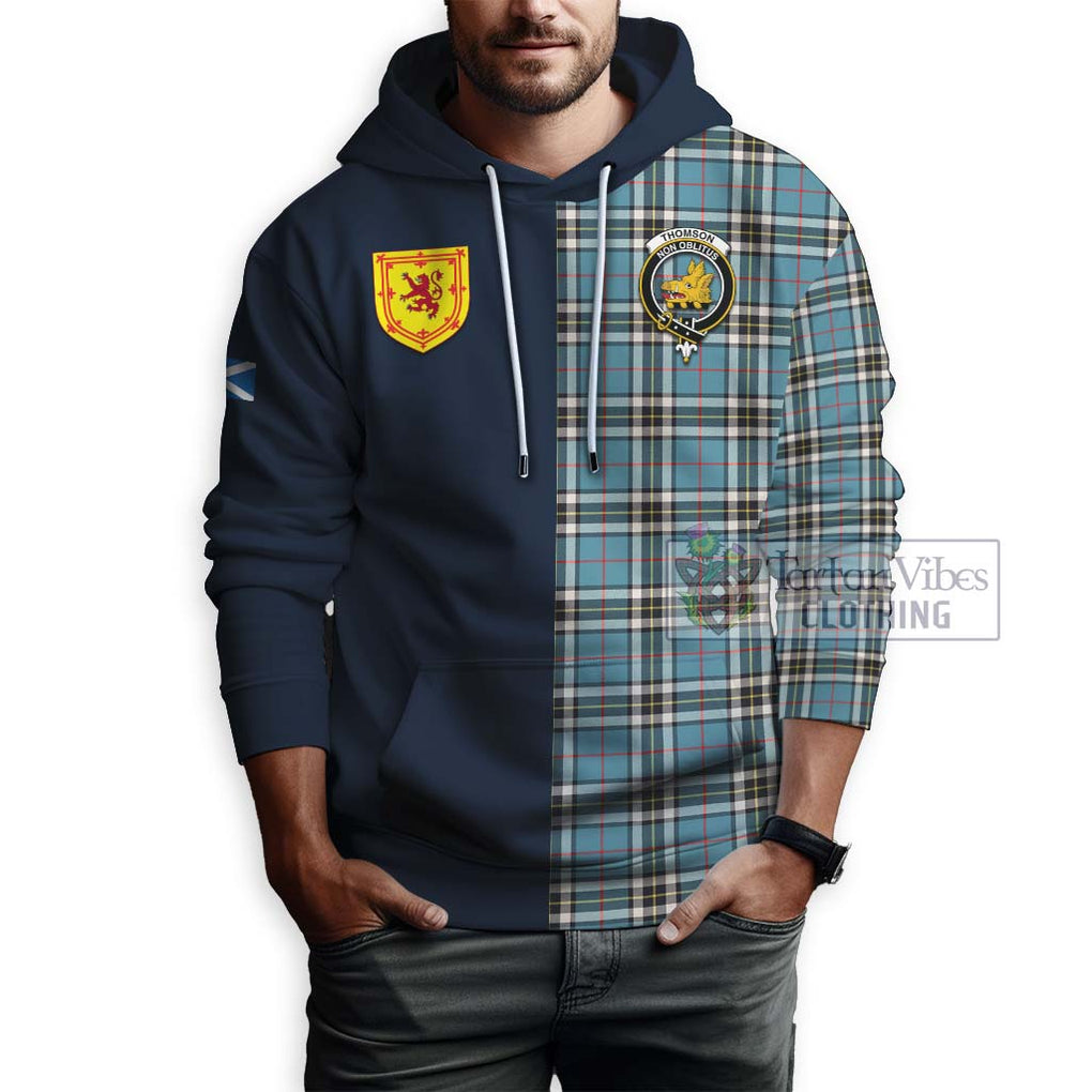 Tartan Vibes Clothing Thomson Tartan Hoodie with Scottish Lion Royal Arm Half Style