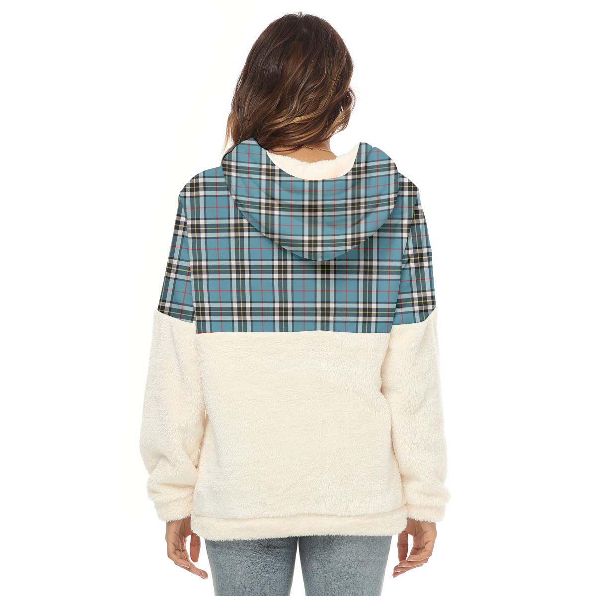 Thompson (Thomson) Tartan Half Style Women's Borg Fleece Hoodie with Half Zip - Tartan Vibes Clothing