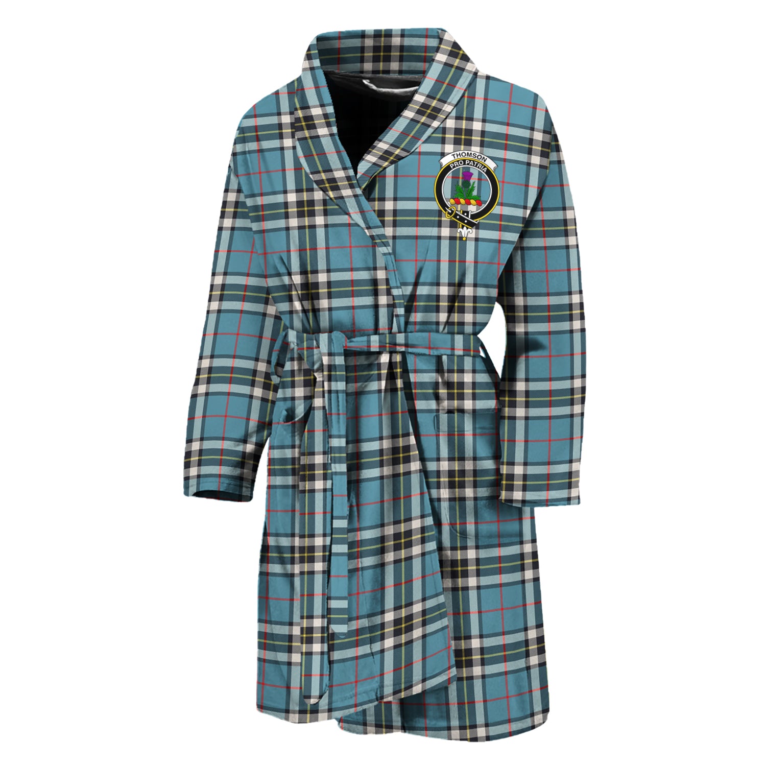 Thompson (Thomson) Tartan Bathrobe with Family Crest Unisex M - Tartan Vibes Clothing