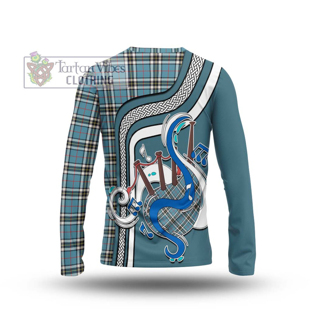 Tartan Vibes Clothing Thomson Tartan Long Sleeve T-Shirt with Epic Bagpipe Style