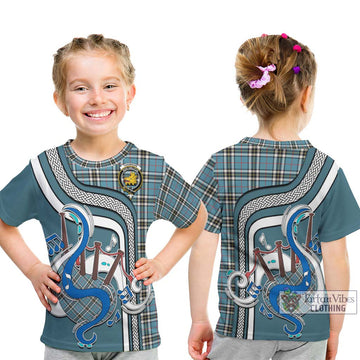 Thompson (Thomson) Tartan Kid T-Shirt with Epic Bagpipe Style