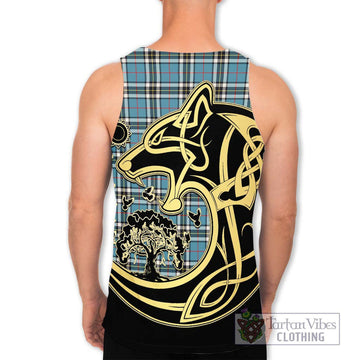 Thompson (Thomson) Tartan Men's Tank Top with Family Crest Celtic Wolf Style