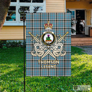 Thompson (Thomson) Tartan Flag with Clan Crest and the Golden Sword of Courageous Legacy