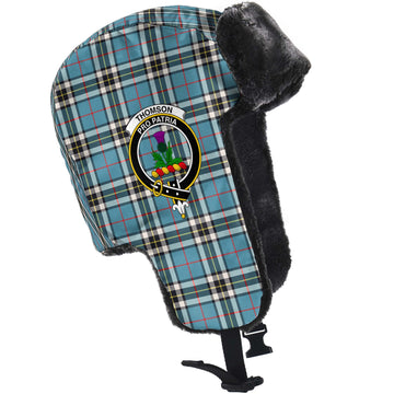 Thompson (Thomson) Tartan Winter Trapper Hat with Family Crest