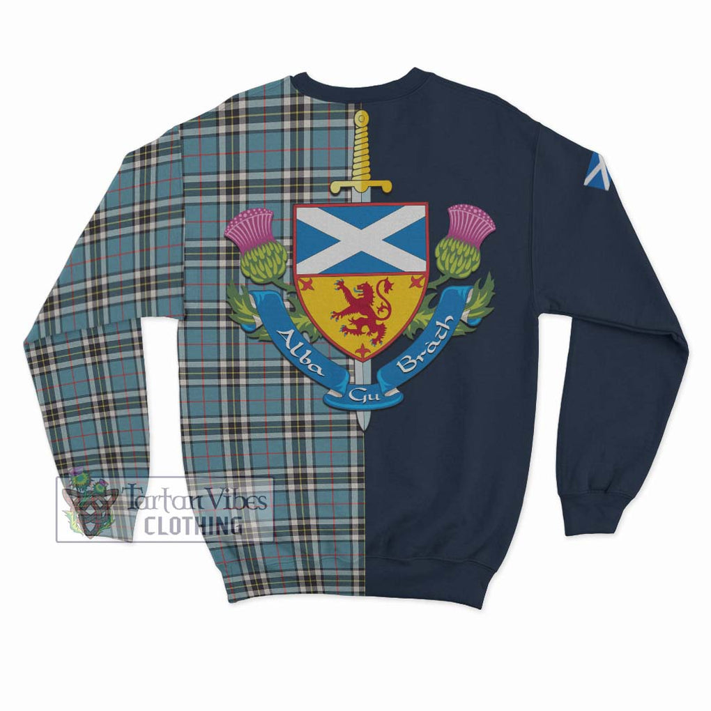 Tartan Vibes Clothing Thomson Tartan Sweatshirt with Scottish Lion Royal Arm Half Style