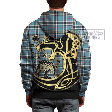 Thompson (Thomson) Tartan Hoodie with Family Crest Celtic Wolf Style