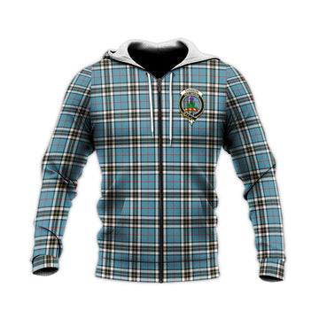 Thompson (Thomson) Tartan Knitted Hoodie with Family Crest