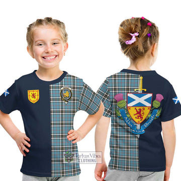 Thompson (Thomson) Tartan Kid T-Shirt Alba with Scottish Lion Royal Arm Half Style