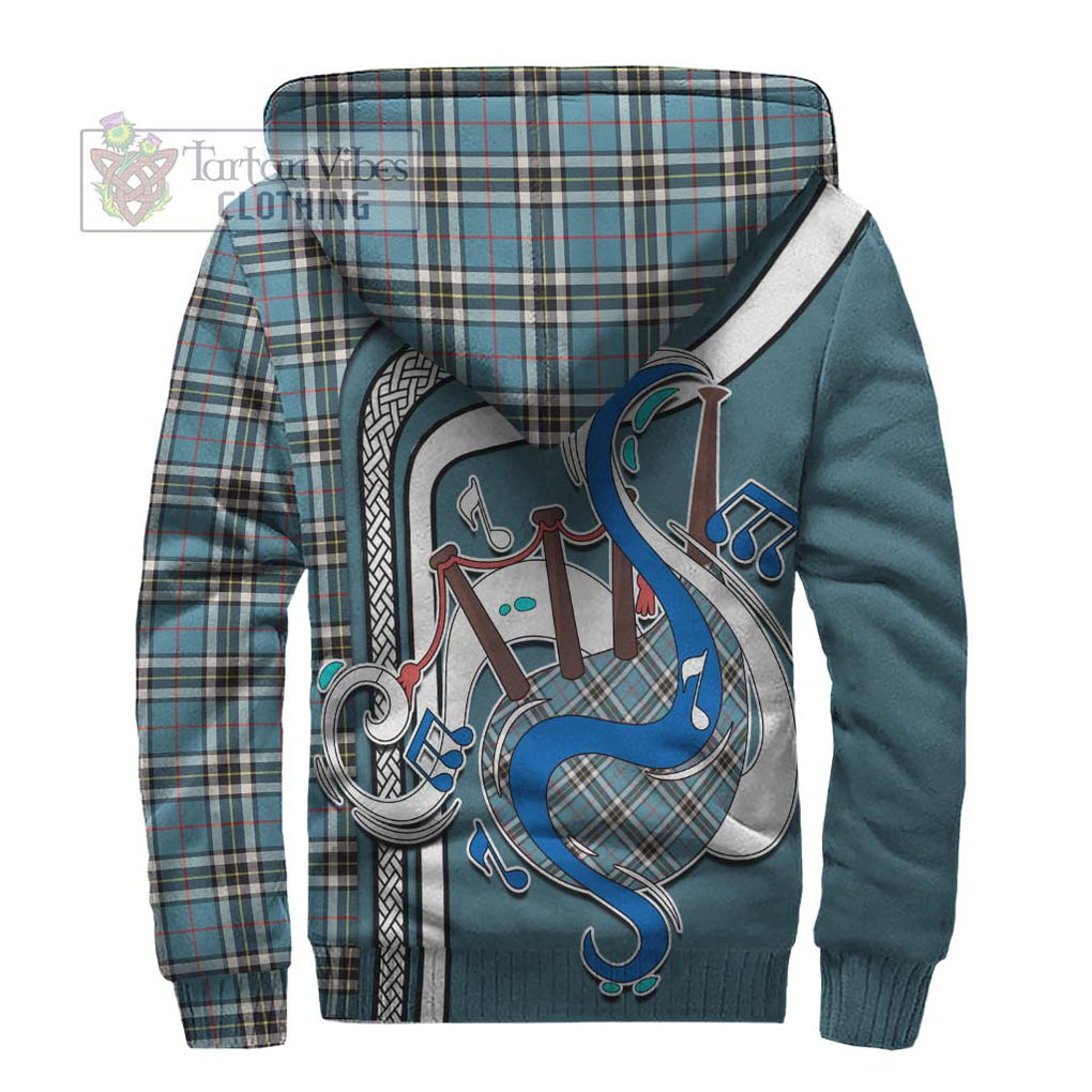 Thompson (Thomson) Tartan Sherpa Hoodie with Epic Bagpipe Style - Tartanvibesclothing Shop