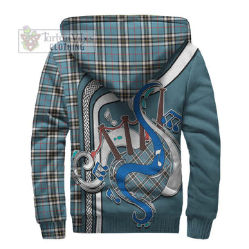 Thompson (Thomson) Tartan Sherpa Hoodie with Epic Bagpipe Style