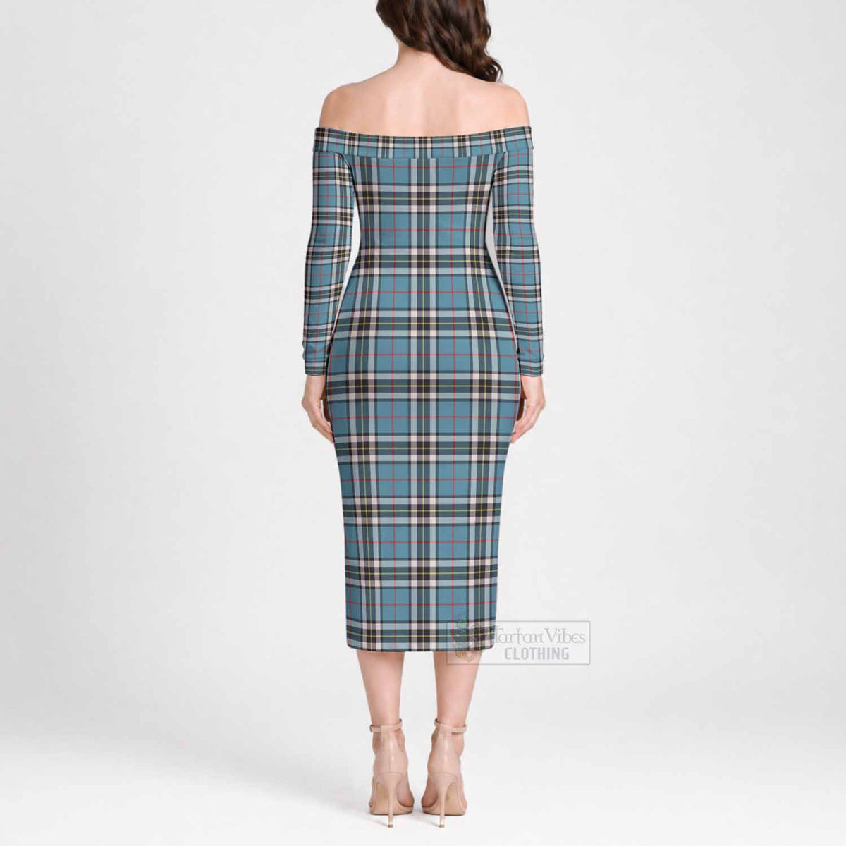 Thompson (Thomson) Tartan Off Shoulder Lady Dress - Tartan Vibes Clothing