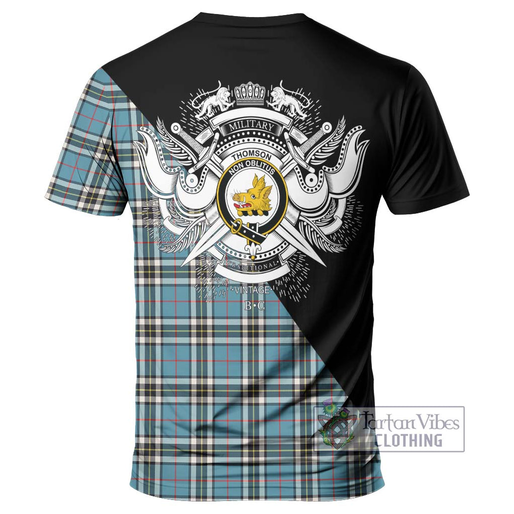 Thompson (Thomson) Tartan T-Shirt with Family Crest and Military Logo Style - Tartanvibesclothing Shop