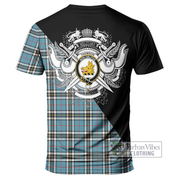 Thompson (Thomson) Tartan T-Shirt with Family Crest and Military Logo Style