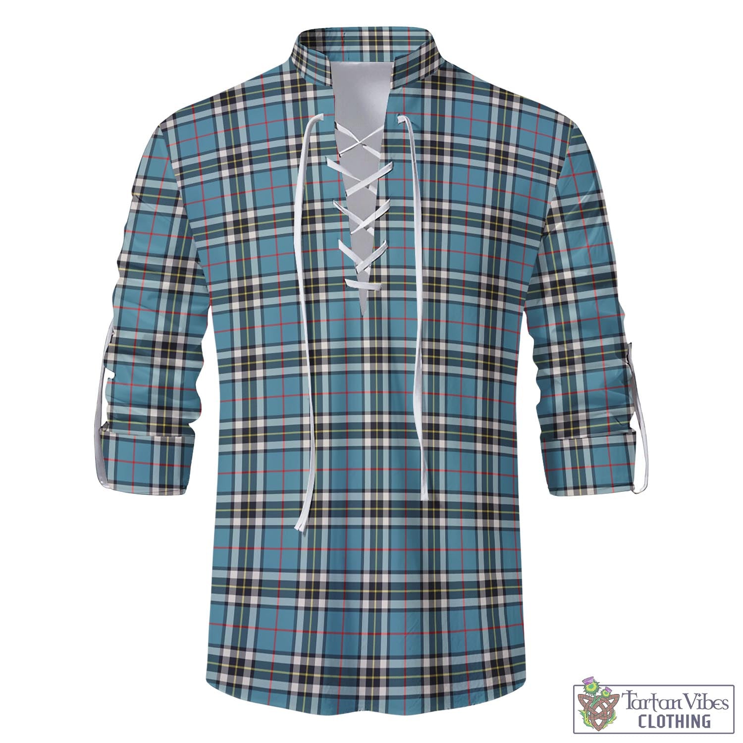 Tartan Vibes Clothing Thomson Tartan Men's Scottish Traditional Jacobite Ghillie Kilt Shirt