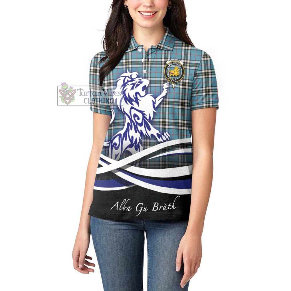 Thompson (Thomson) Tartan Women's Polo Shirt with Alba Gu Brath Regal Lion Emblem - Tartanvibesclothing Shop