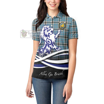 Thompson (Thomson) Tartan Women's Polo Shirt with Alba Gu Brath Regal Lion Emblem