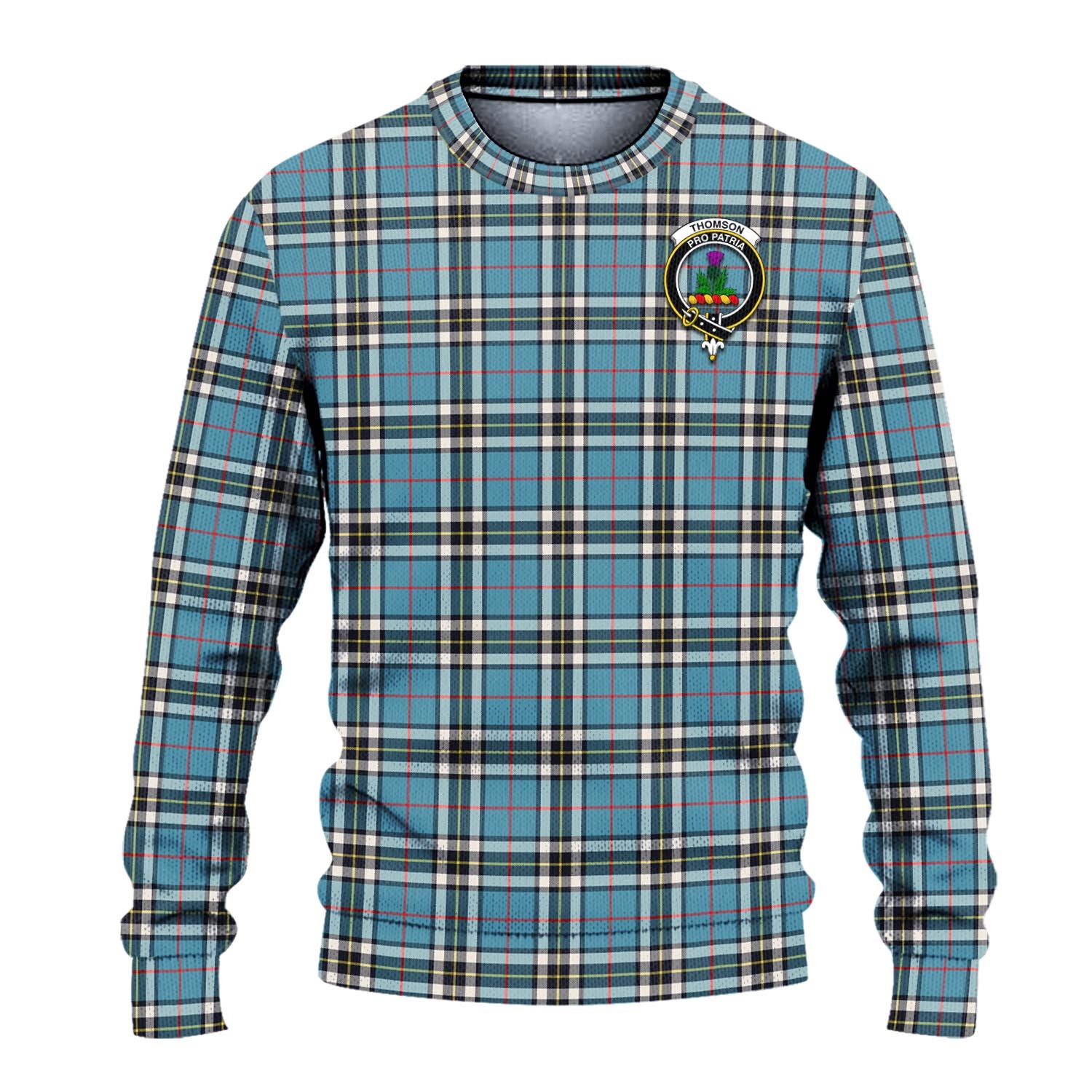 Thomson Tartan Knitted Sweater with Family Crest - Tartanvibesclothing