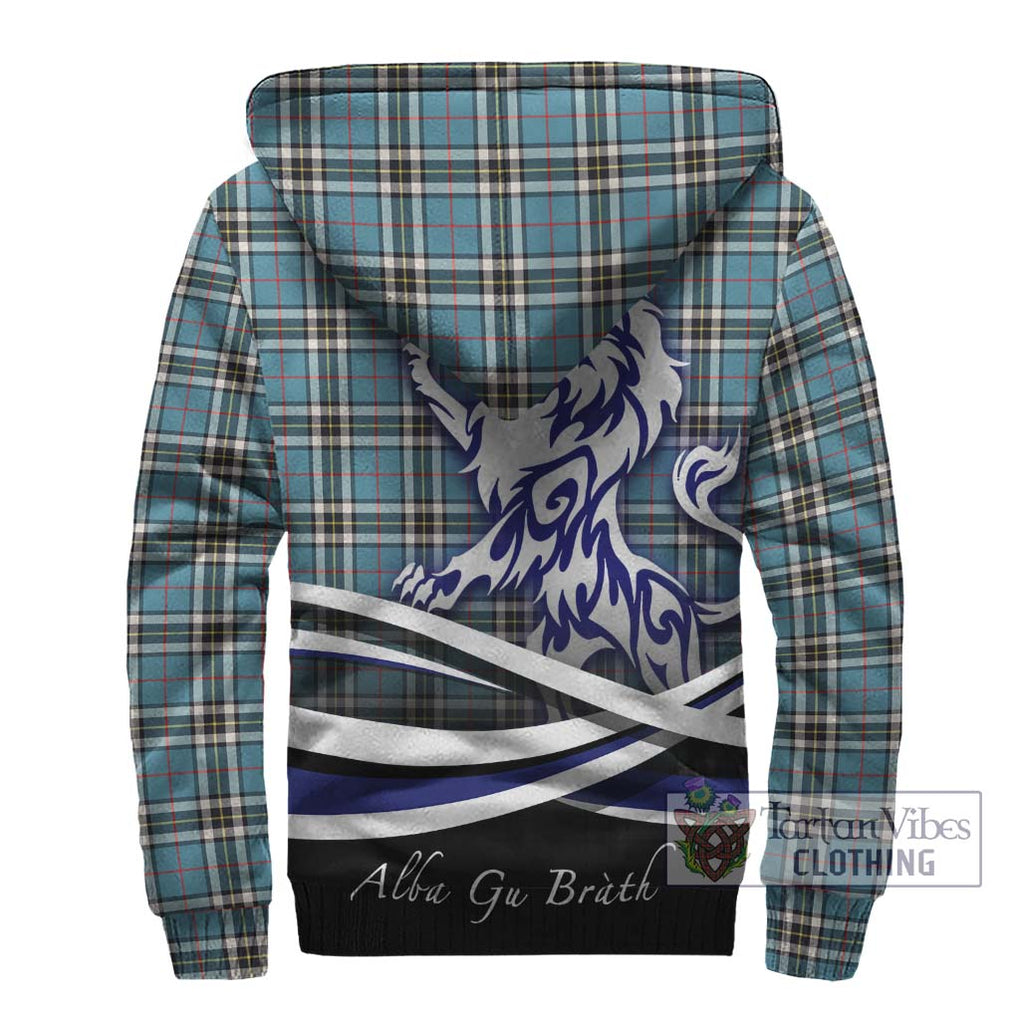 Thompson (Thomson) Tartan Sherpa Hoodie with Alba Gu Brath Regal Lion Emblem - Tartanvibesclothing Shop