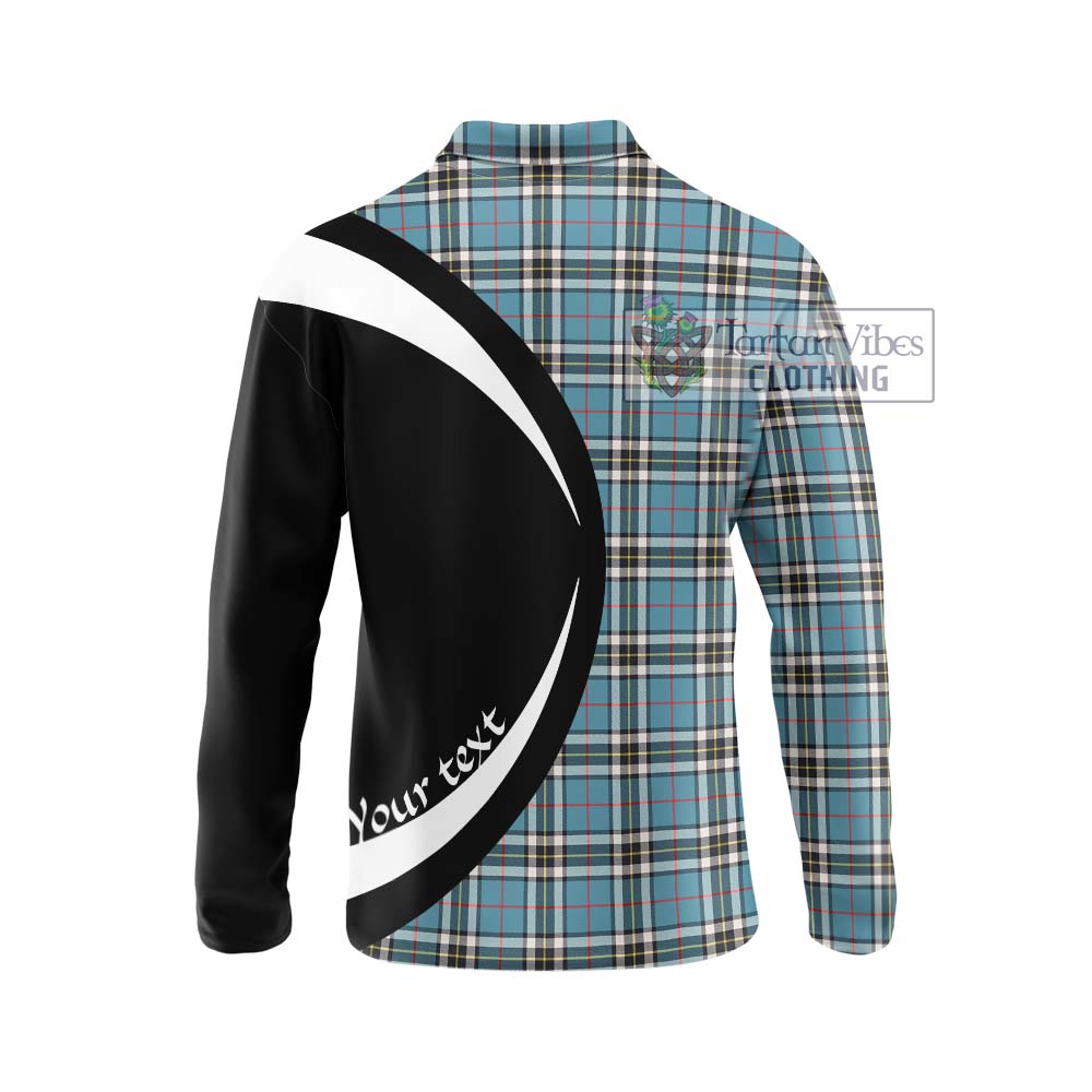 Thompson (Thomson) Tartan Long Sleeve Polo Shirt with Family Crest Circle Style - Tartan Vibes Clothing