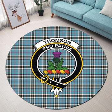 Thompson (Thomson) Tartan Round Rug with Family Crest