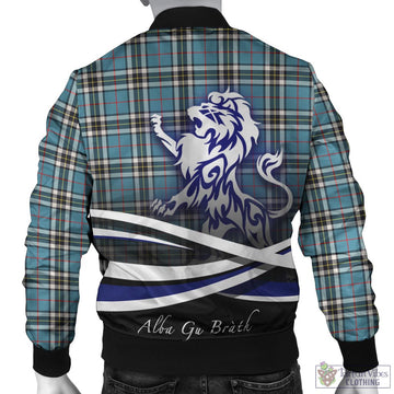 Thomson Tartan Bomber Jacket with Alba Gu Brath Regal Lion Emblem