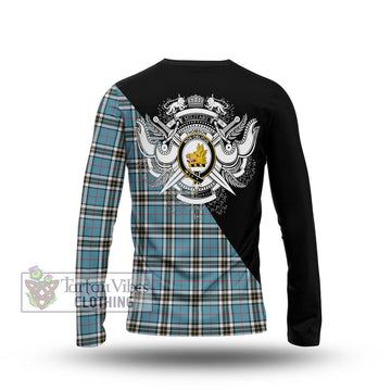 Thompson (Thomson) Tartan Long Sleeve T-Shirt with Family Crest and Military Logo Style