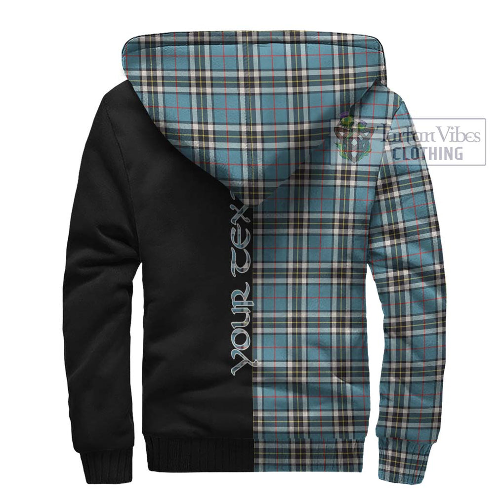 Thompson (Thomson) Tartan Sherpa Hoodie with Family Crest and Half Of Me Style - Tartanvibesclothing Shop