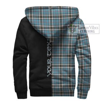 Thompson (Thomson) Tartan Sherpa Hoodie with Family Crest and Half Of Me Style