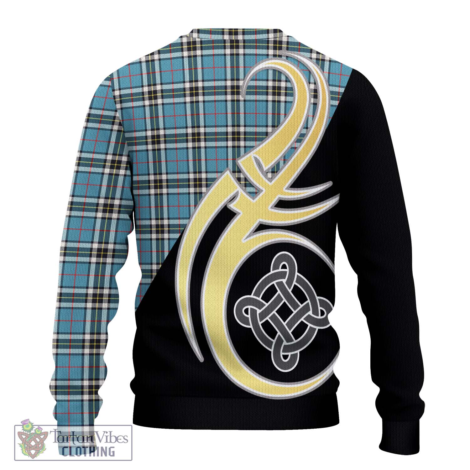 Thompson (Thomson) Tartan Knitted Sweater with Family Crest and Celtic Symbol Style - Tartan Vibes Clothing