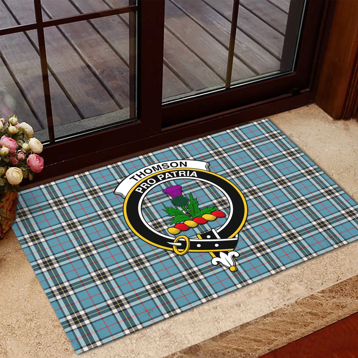 Thompson (Thomson) Tartan Rubber Doormat with Family Crest - Tartan Vibes Clothing