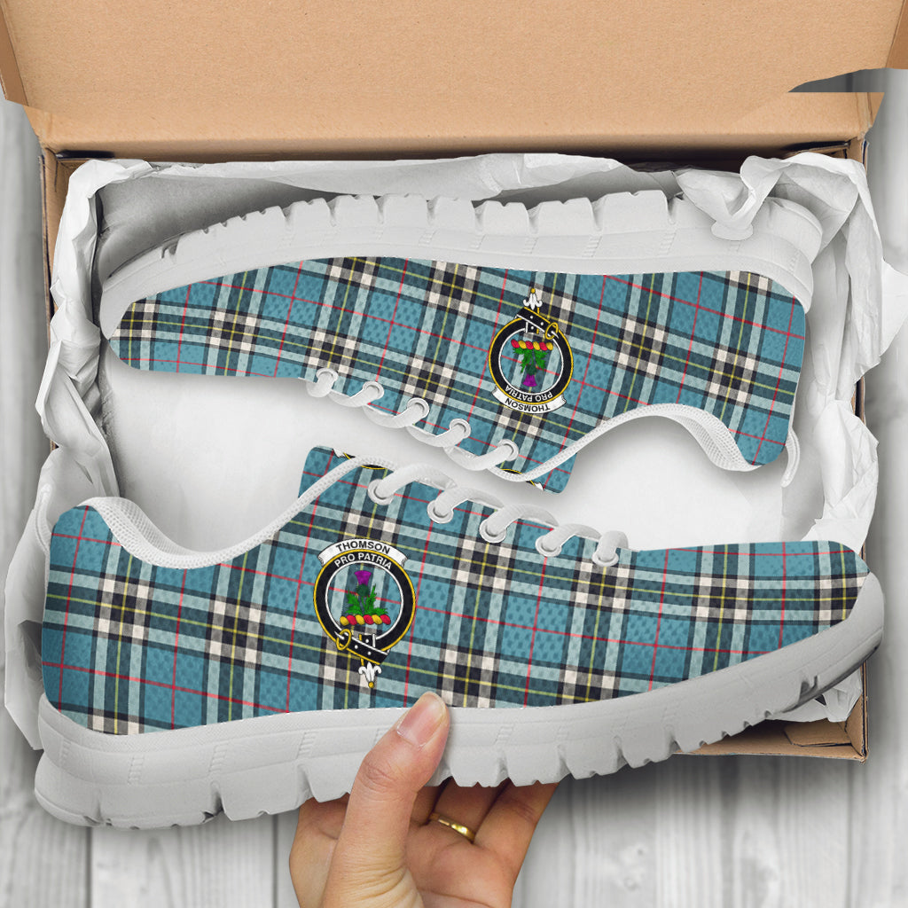 Thompson (Thomson) Tartan Sneakers with Family Crest - Tartan Vibes Clothing