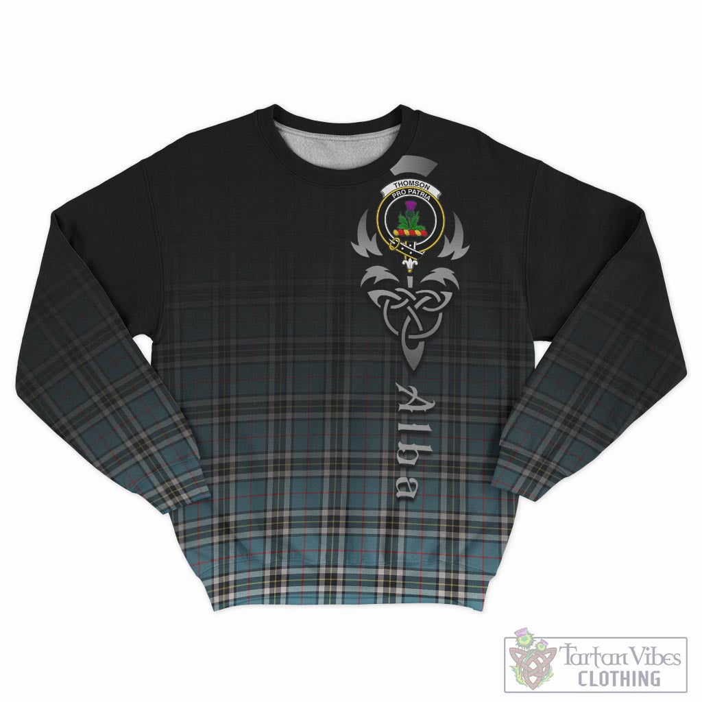 Tartan Vibes Clothing Thomson Tartan Sweatshirt Featuring Alba Gu Brath Family Crest Celtic Inspired