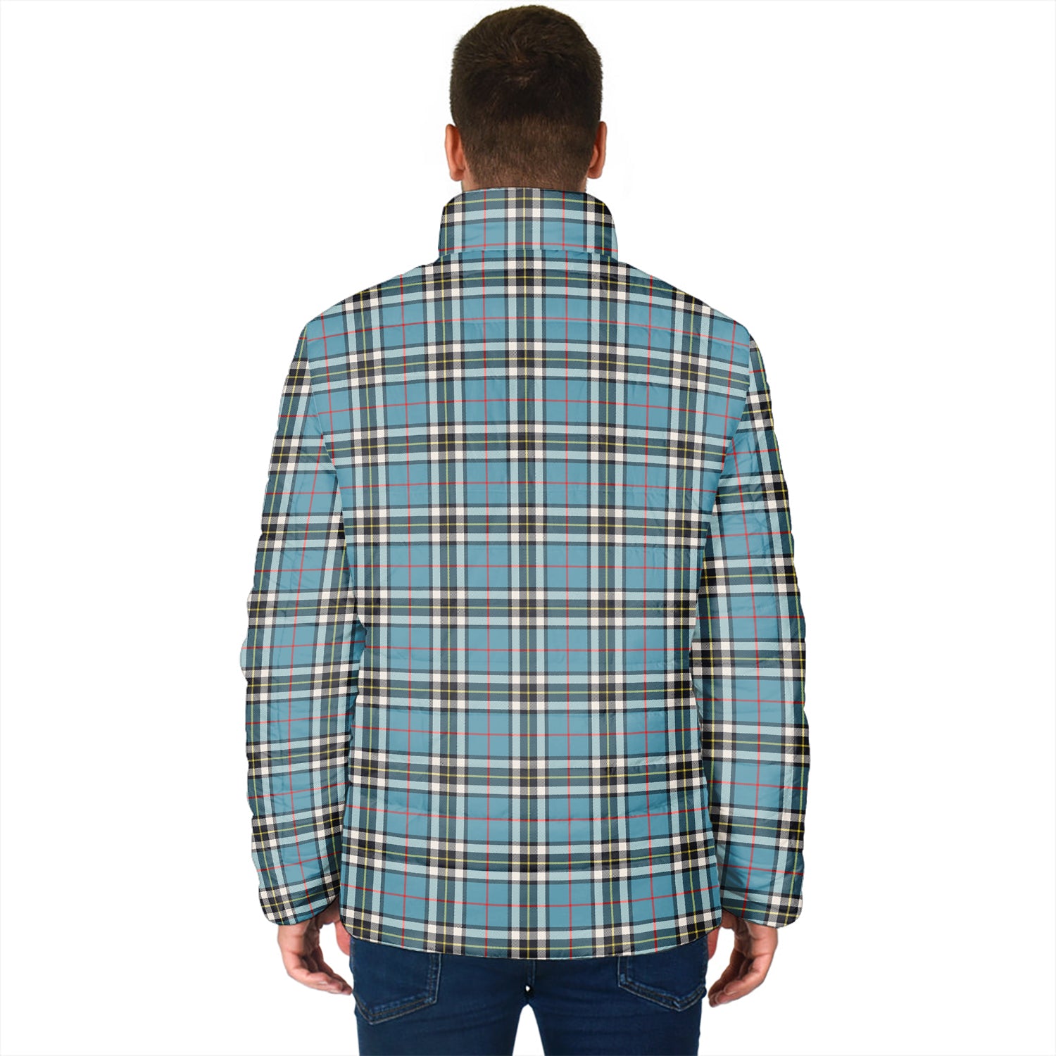 Thompson (Thomson) Tartan Padded Jacket with Family Crest - Tartan Vibes Clothing