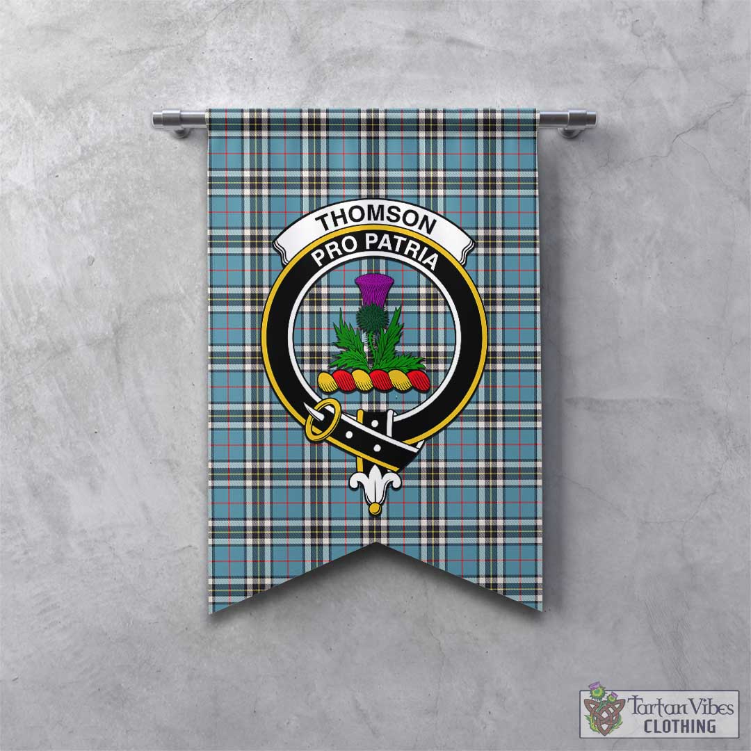 Tartan Vibes Clothing Thomson Tartan Gonfalon, Tartan Banner with Family Crest