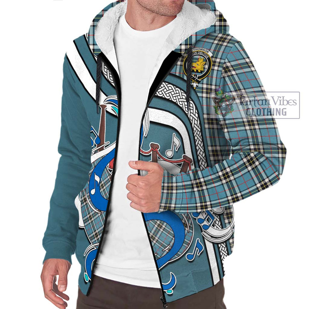 Thompson (Thomson) Tartan Sherpa Hoodie with Epic Bagpipe Style Unisex - Tartanvibesclothing Shop