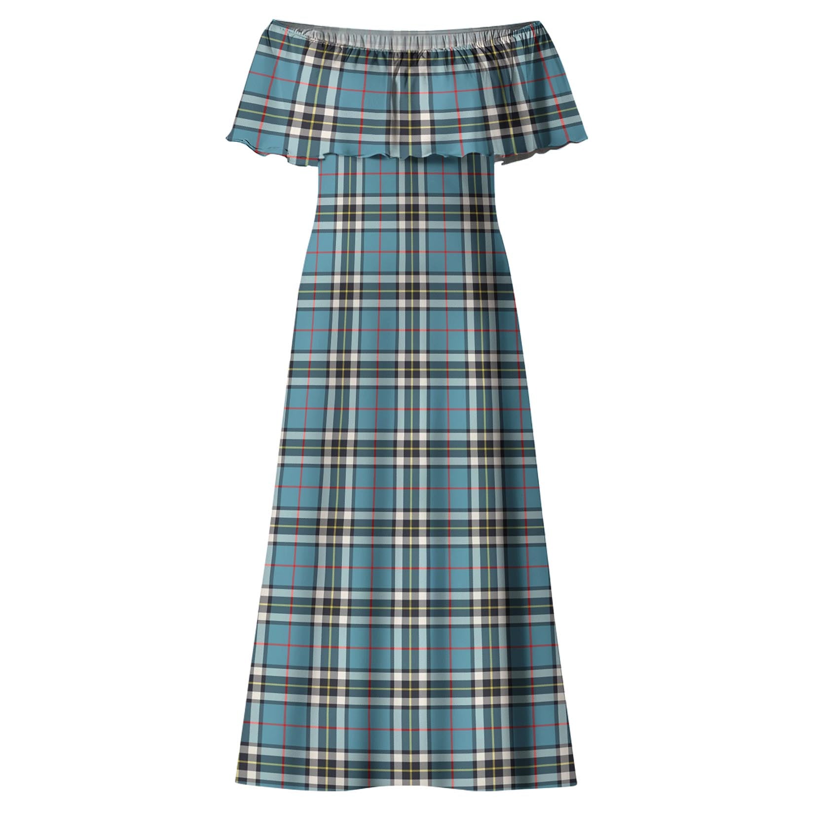 Thomson Tartan Off Shoulder Long Dress - Tartanvibesclothing