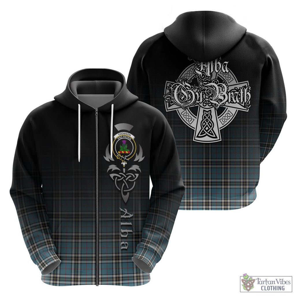 Tartan Vibes Clothing Thomson Tartan Hoodie Featuring Alba Gu Brath Family Crest Celtic Inspired