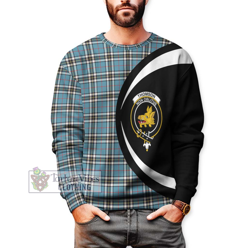 Tartan Vibes Clothing Thomson Tartan Sweatshirt with Family Crest Circle Style