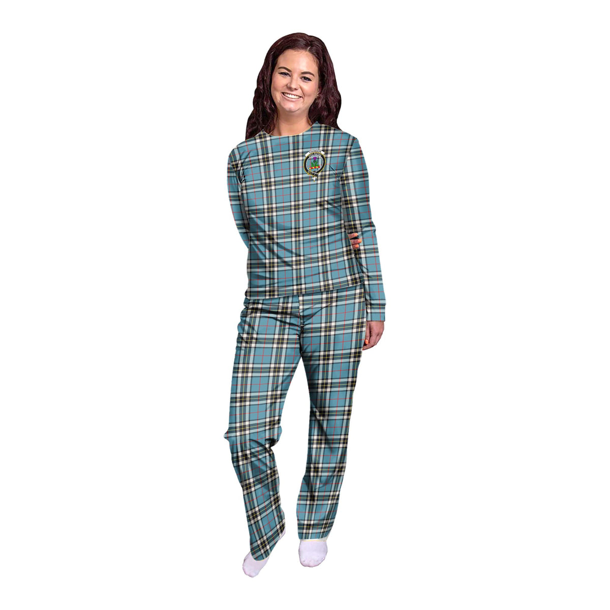 Thompson (Thomson) Tartan Pajamas Family Set with Family Crest - Tartan Vibes Clothing