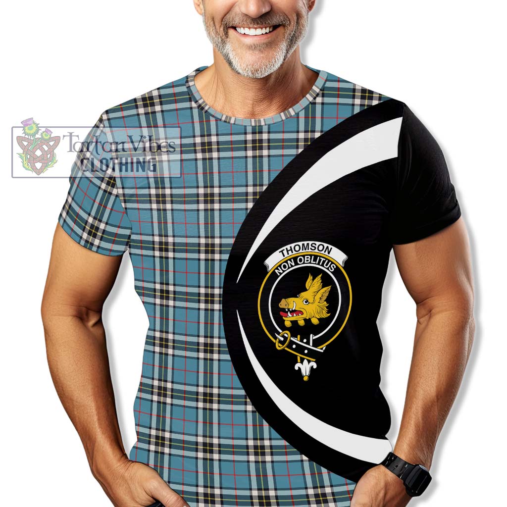 Tartan Vibes Clothing Thomson Tartan T-Shirt with Family Crest Circle Style