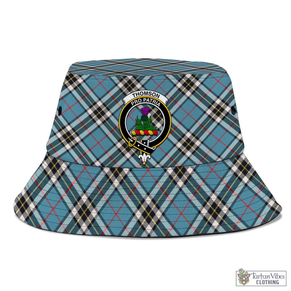 Tartan Vibes Clothing Thomson Tartan Bucket Hat with Family Crest