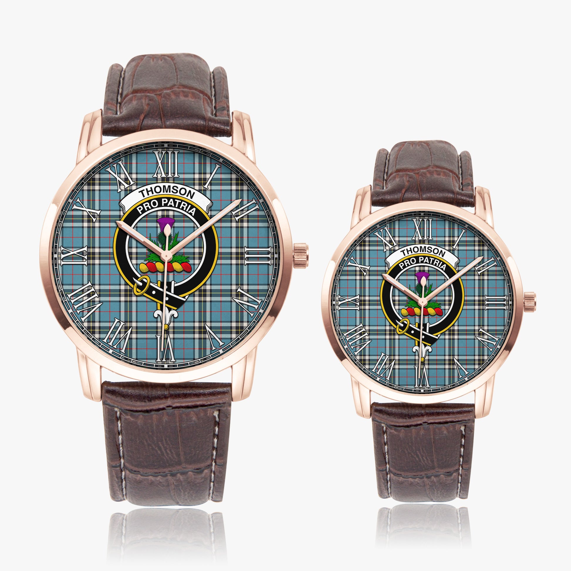 Thomson Tartan Family Crest Leather Strap Quartz Watch - Tartanvibesclothing