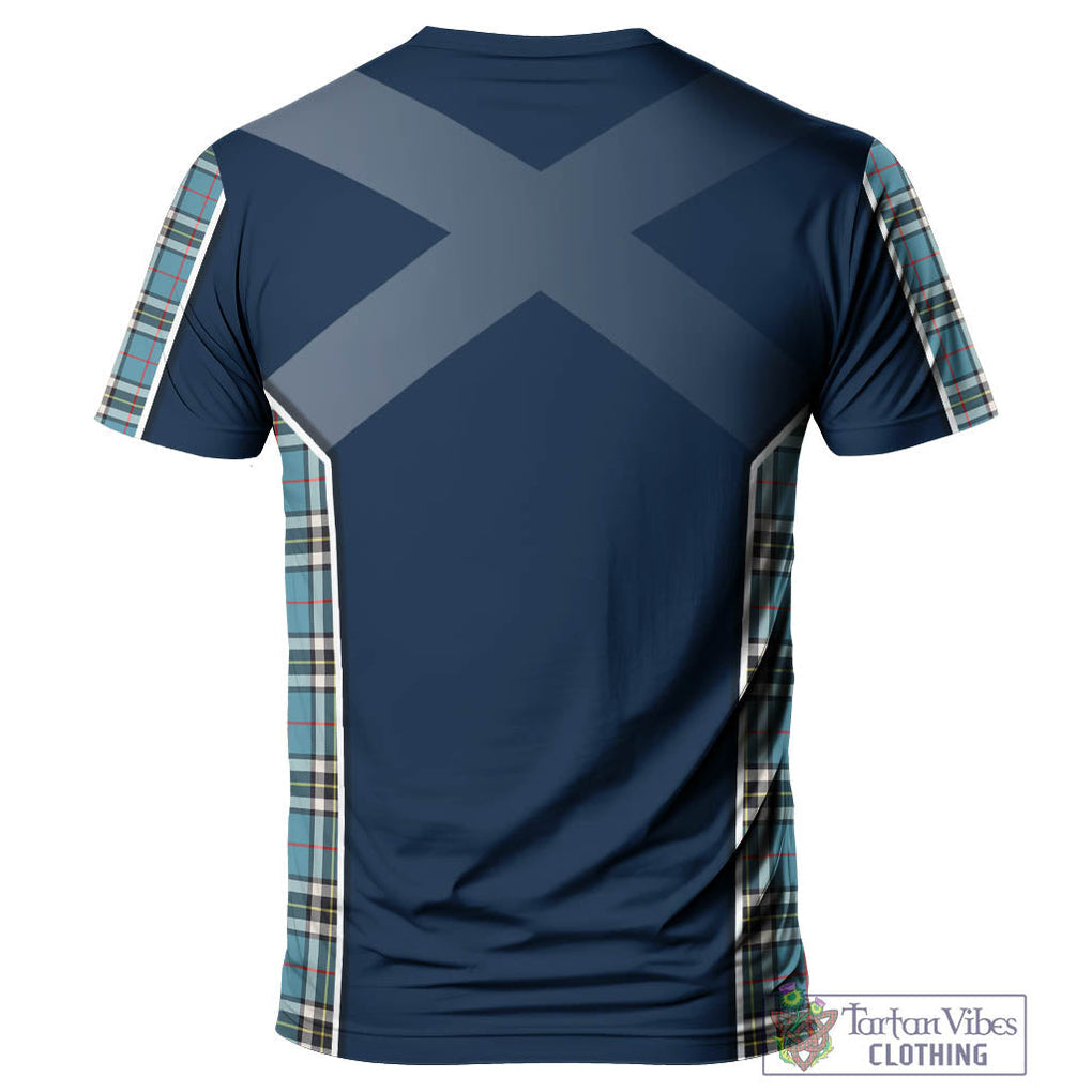 Tartan Vibes Clothing Thomson Tartan T-Shirt with Family Crest and Scottish Thistle Vibes Sport Style