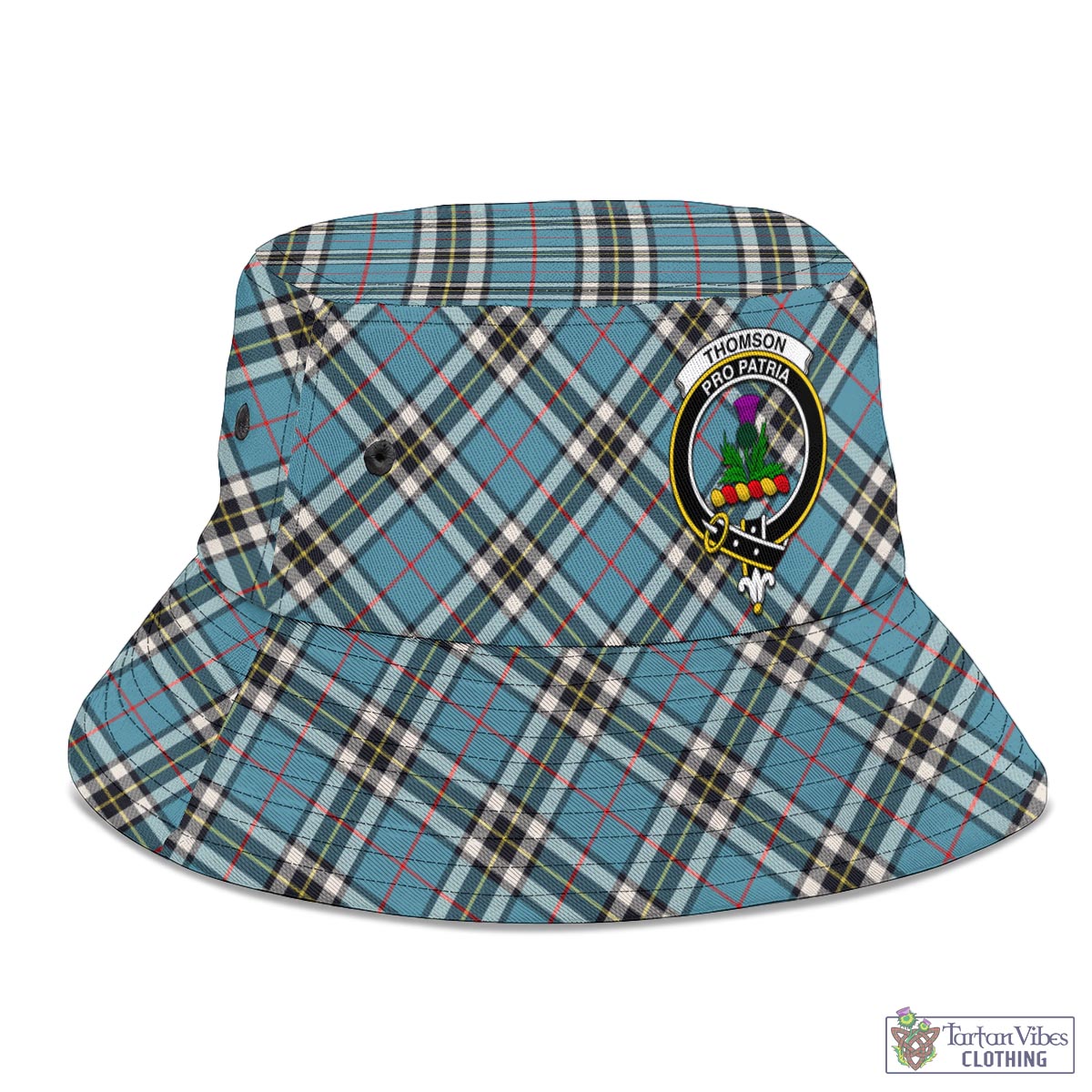 Tartan Vibes Clothing Thomson Tartan Bucket Hat with Family Crest