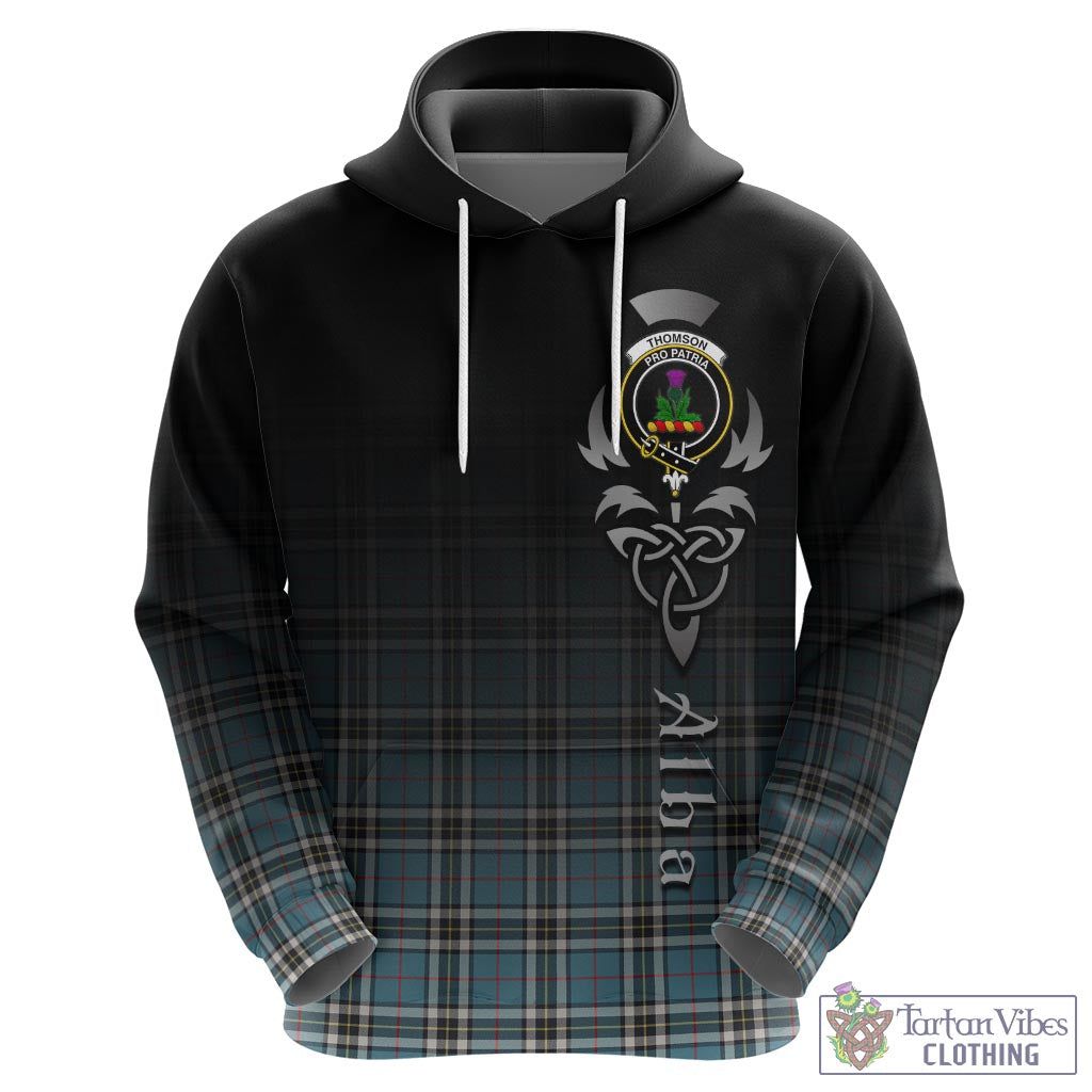 Tartan Vibes Clothing Thomson Tartan Hoodie Featuring Alba Gu Brath Family Crest Celtic Inspired