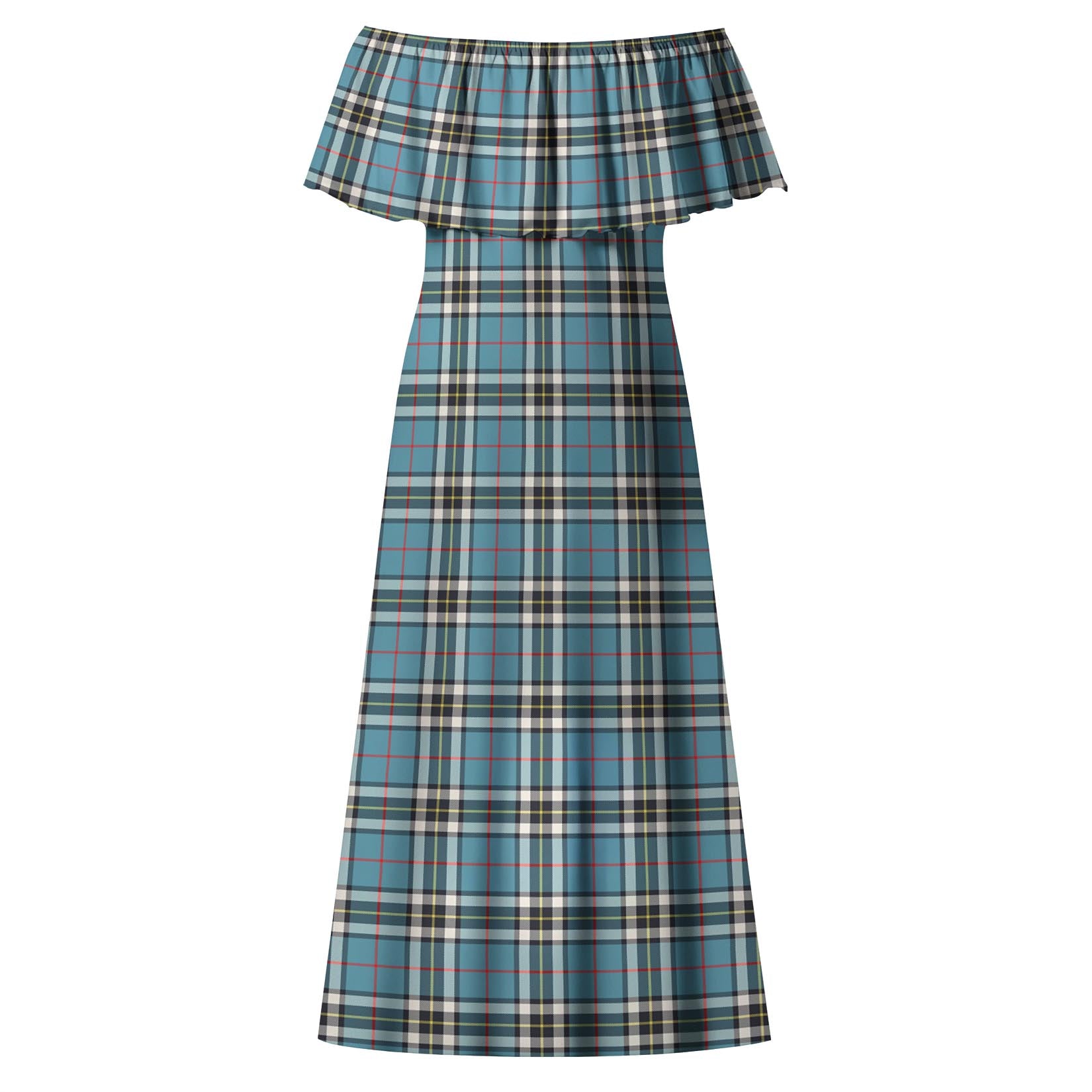 Thomson Tartan Off Shoulder Long Dress - Tartanvibesclothing