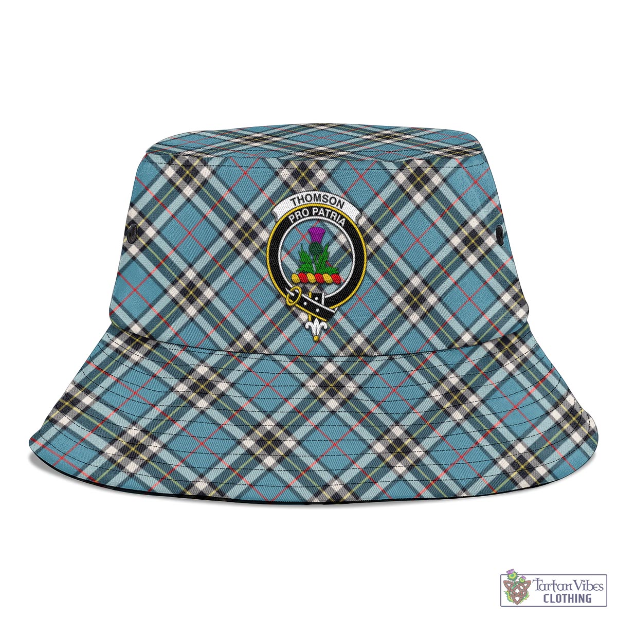 Tartan Vibes Clothing Thomson Tartan Bucket Hat with Family Crest