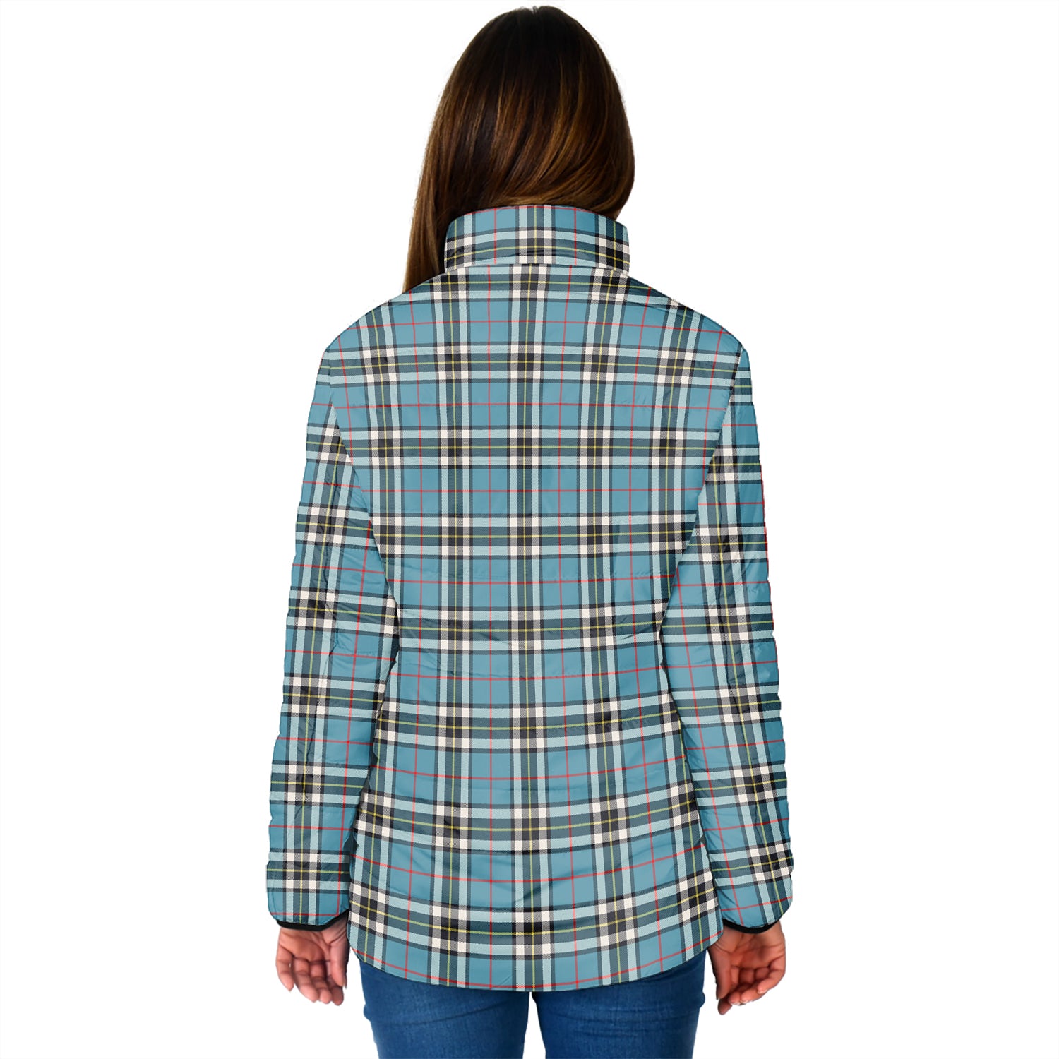 Thompson (Thomson) Tartan Padded Jacket with Family Crest - Tartan Vibes Clothing