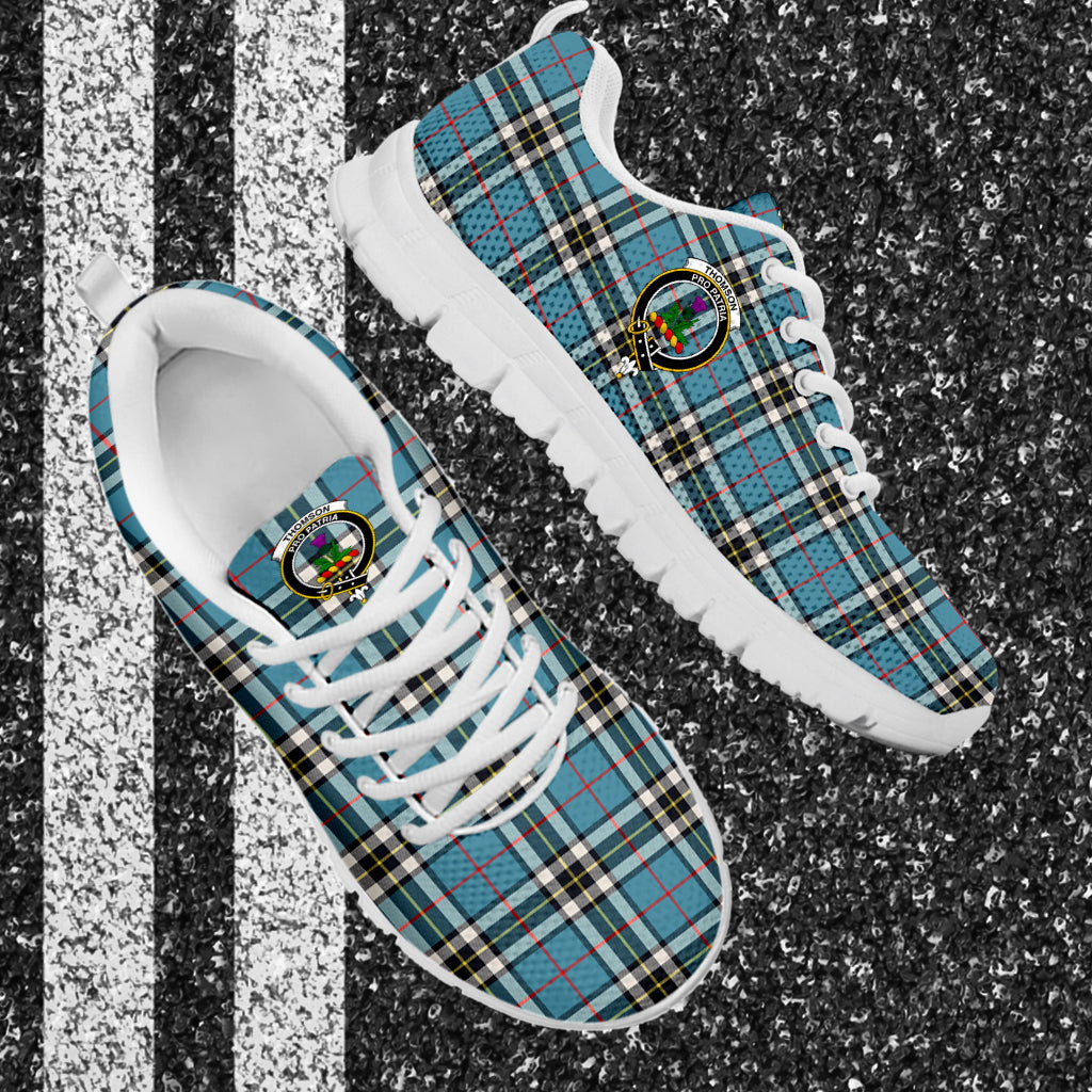 Thompson (Thomson) Tartan Sneakers with Family Crest - Tartan Vibes Clothing